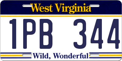 WV license plate 1PB344