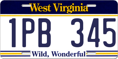WV license plate 1PB345