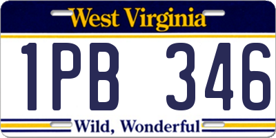 WV license plate 1PB346