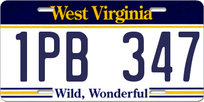 WV license plate 1PB347