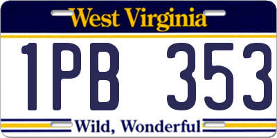 WV license plate 1PB353