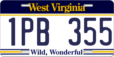 WV license plate 1PB355