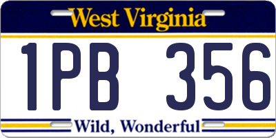 WV license plate 1PB356