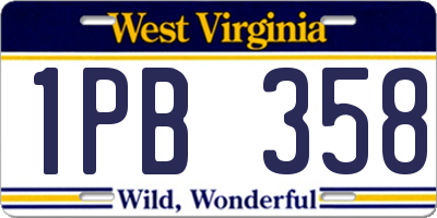 WV license plate 1PB358