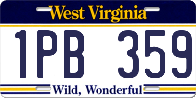 WV license plate 1PB359
