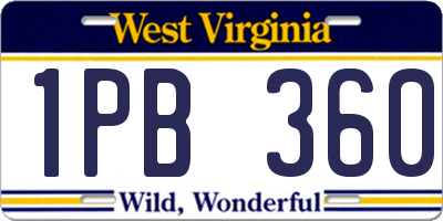 WV license plate 1PB360