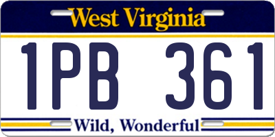 WV license plate 1PB361