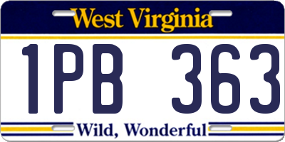 WV license plate 1PB363