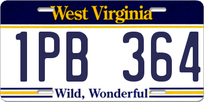 WV license plate 1PB364