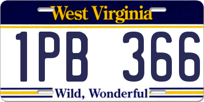 WV license plate 1PB366