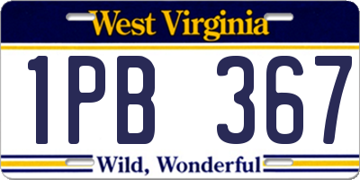 WV license plate 1PB367