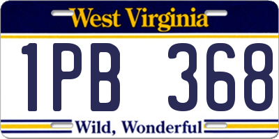 WV license plate 1PB368
