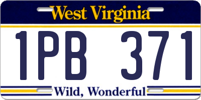 WV license plate 1PB371