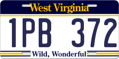 WV license plate 1PB372