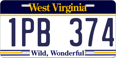 WV license plate 1PB374