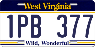 WV license plate 1PB377