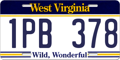 WV license plate 1PB378