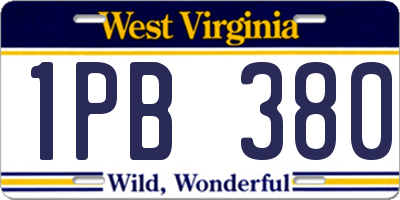 WV license plate 1PB380