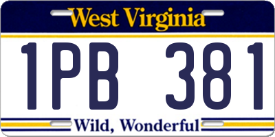 WV license plate 1PB381