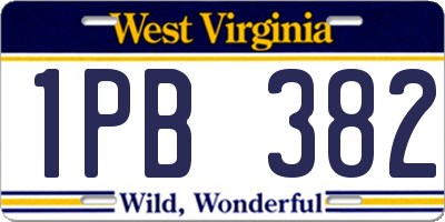 WV license plate 1PB382
