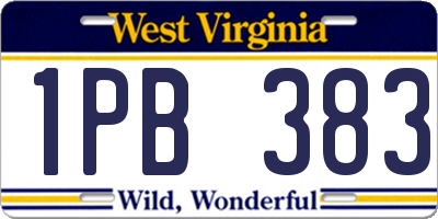 WV license plate 1PB383
