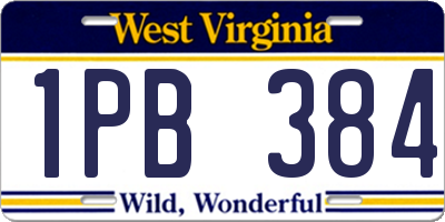 WV license plate 1PB384