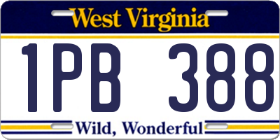 WV license plate 1PB388