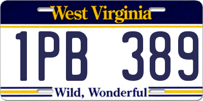 WV license plate 1PB389