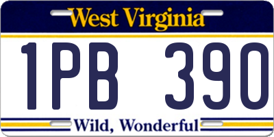 WV license plate 1PB390