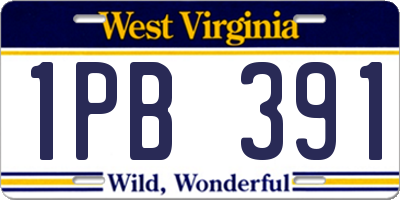 WV license plate 1PB391
