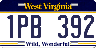 WV license plate 1PB392
