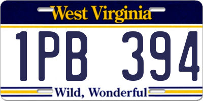 WV license plate 1PB394