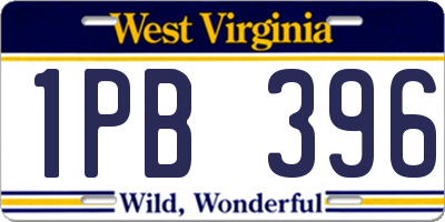 WV license plate 1PB396