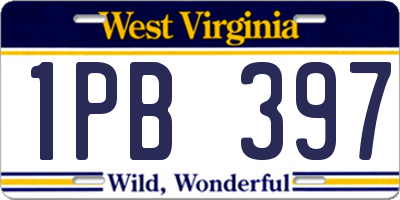 WV license plate 1PB397