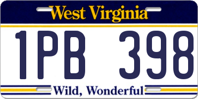WV license plate 1PB398