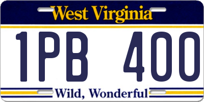 WV license plate 1PB400