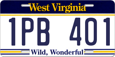 WV license plate 1PB401