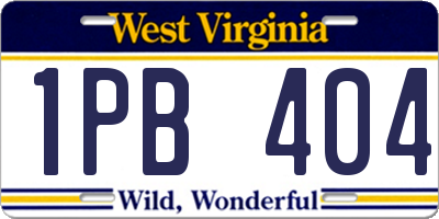 WV license plate 1PB404