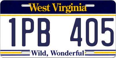 WV license plate 1PB405