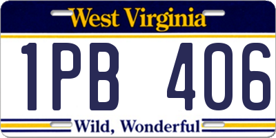 WV license plate 1PB406