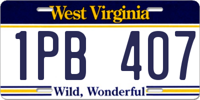 WV license plate 1PB407