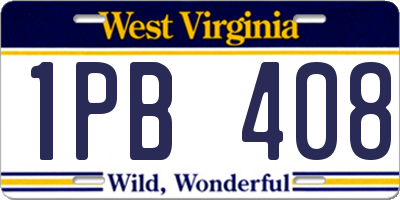 WV license plate 1PB408