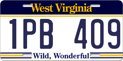 WV license plate 1PB409
