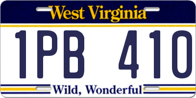 WV license plate 1PB410