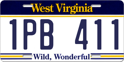 WV license plate 1PB411