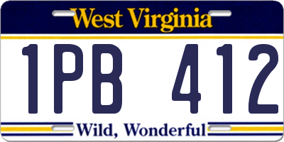 WV license plate 1PB412