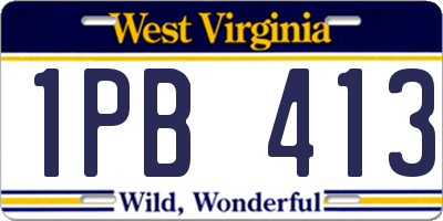 WV license plate 1PB413