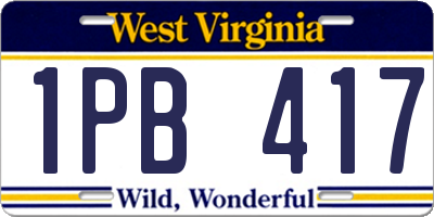 WV license plate 1PB417