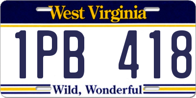 WV license plate 1PB418