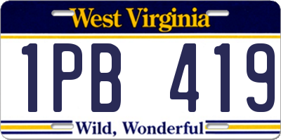 WV license plate 1PB419